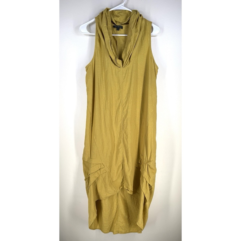 For Cynthia Women's Linen Cowl Neck Midi Dress Boho Artsy Sz L Lagenlook Cocoon